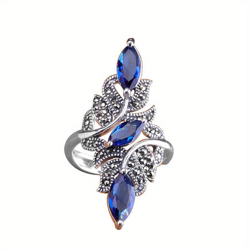 Stunning Blue Zirconia Ring for Women - Silver-Plated, Ideal for Engagements and Everyday Wear