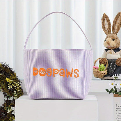 Custom Easter Bunny Basket Tote Bag with Embroidery - Durable Polyester Material, Fixed Shoulder Strap, Foldable and Easy to Wipe Clean, Ideal for All Occasions - Perfect for Halloween, Christmas, and other festivities.