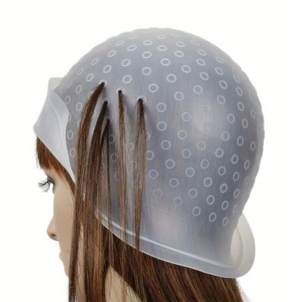 Reusable silicone hair coloring cap for salon hairdressing, highlighting, and dyeing.