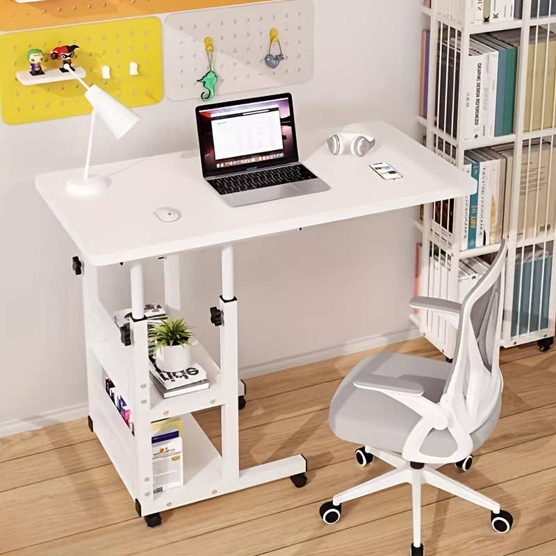 Folding Table with Adjustable Height and Expandable Design - Lightweight and Portable, Ideal for Home Office, Bedroom, or Dormitory with Non-Wood Material