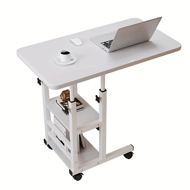 Folding Table with Adjustable Height and Expandable Design - Lightweight and Portable, Ideal for Home Office, Bedroom, or Dormitory with Non-Wood Material