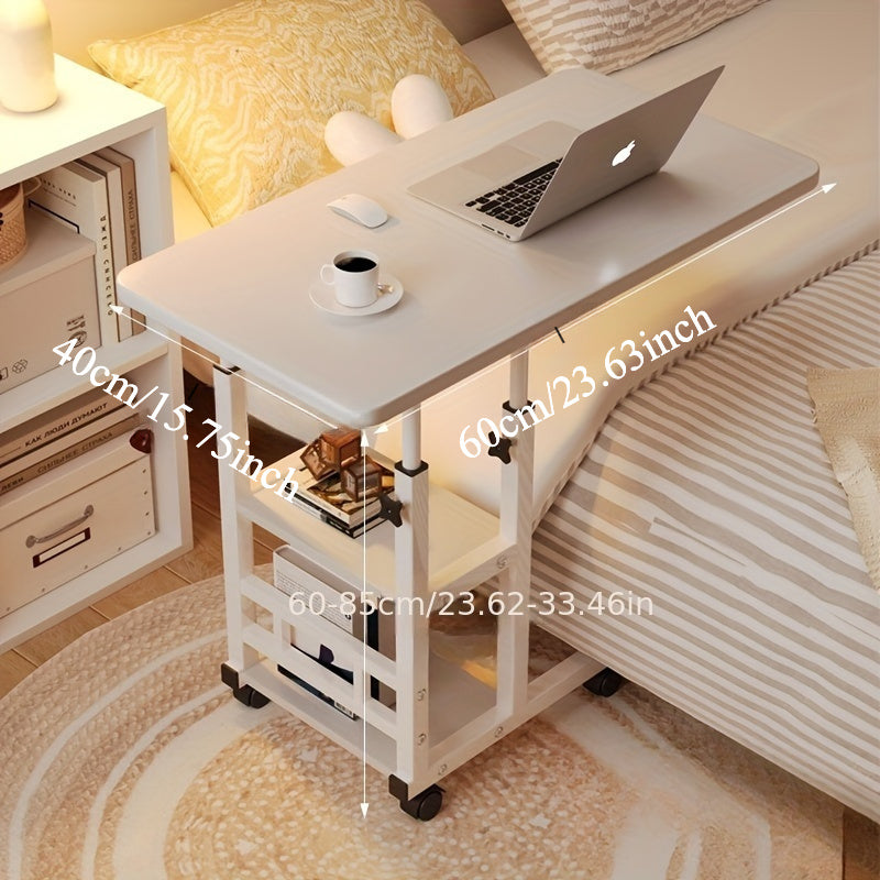 Folding Table with Adjustable Height and Expandable Design - Lightweight and Portable, Ideal for Home Office, Bedroom, or Dormitory with Non-Wood Material