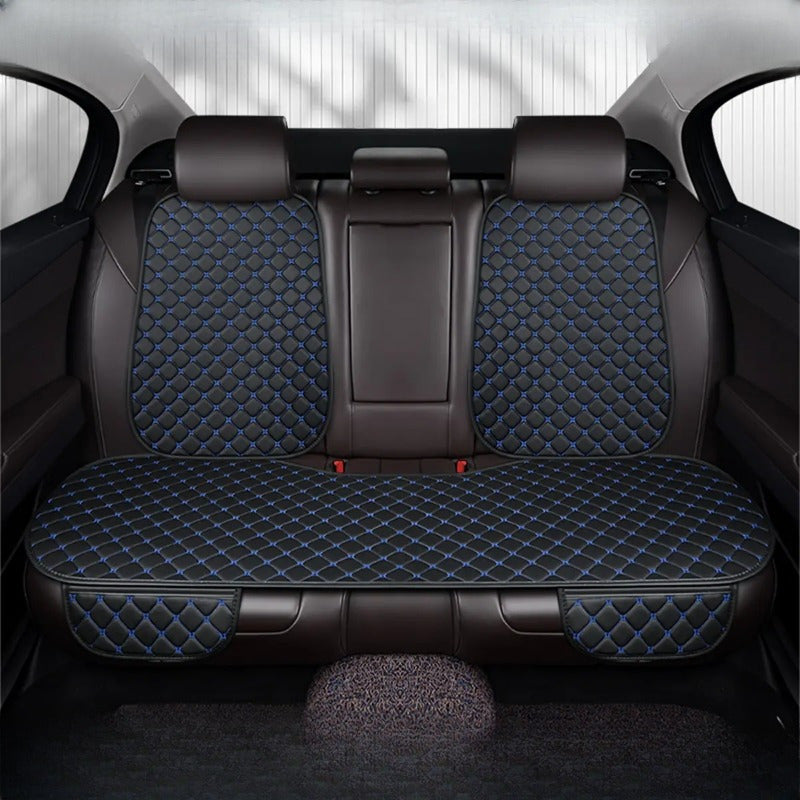 Luxury PU leather car seat cushion set with diamond embroidery, non-slip design for all seasons. Full set includes 7 pieces.