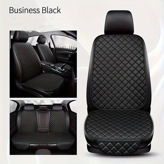 Luxury PU leather car seat cushion set with diamond embroidery, non-slip design for all seasons. Full set includes 7 pieces.