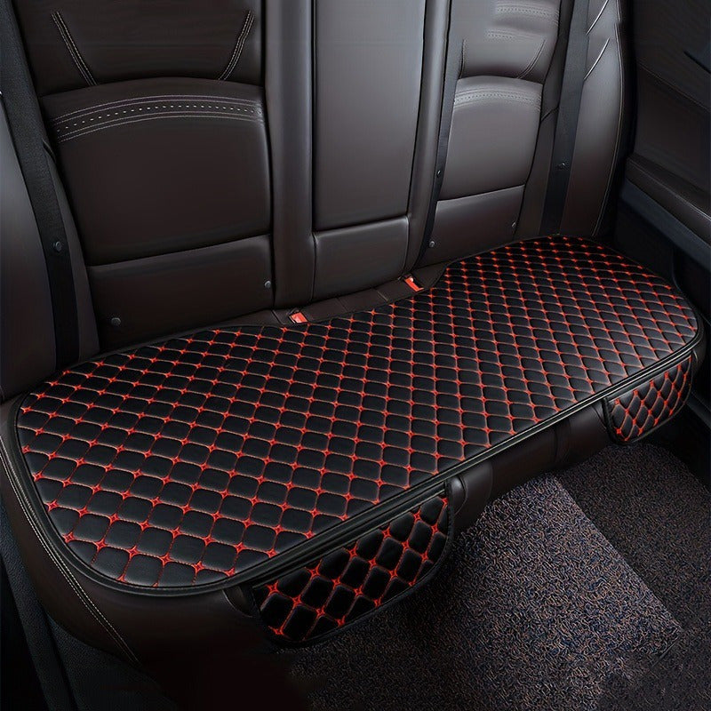 Luxury PU leather car seat cushion set with diamond embroidery, non-slip design for all seasons. Full set includes 7 pieces.