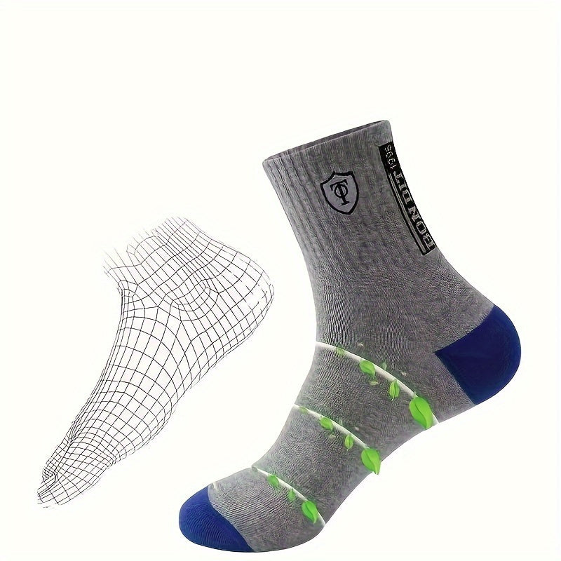 5 pairs of men's socks, comfortable, breathable, and soft for casual wear in autumn and winter.