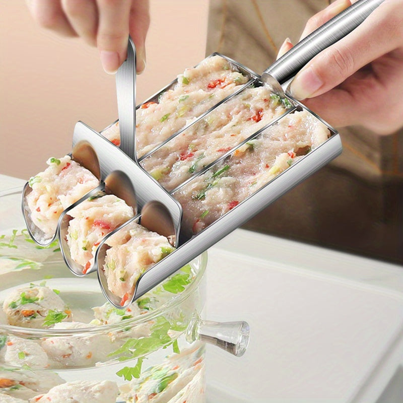 The Stainless Steel Meatball Maker is a convenient and easy-to-clean kitchen tool that shapes perfectly sized meatballs, fish balls, and rice balls. Perfect for both home cooking and restaurant use.