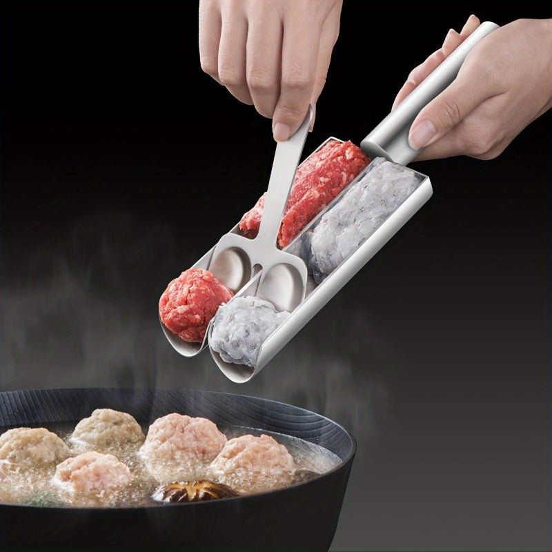 The Stainless Steel Meatball Maker is a convenient and easy-to-clean kitchen tool that shapes perfectly sized meatballs, fish balls, and rice balls. Perfect for both home cooking and restaurant use.