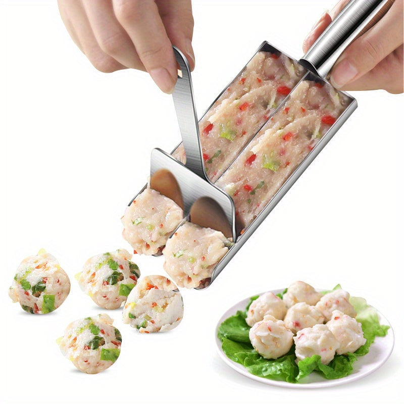 The Stainless Steel Meatball Maker is a convenient and easy-to-clean kitchen tool that shapes perfectly sized meatballs, fish balls, and rice balls. Perfect for both home cooking and restaurant use.