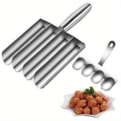 The Stainless Steel Meatball Maker is a convenient and easy-to-clean kitchen tool that shapes perfectly sized meatballs, fish balls, and rice balls. Perfect for both home cooking and restaurant use.