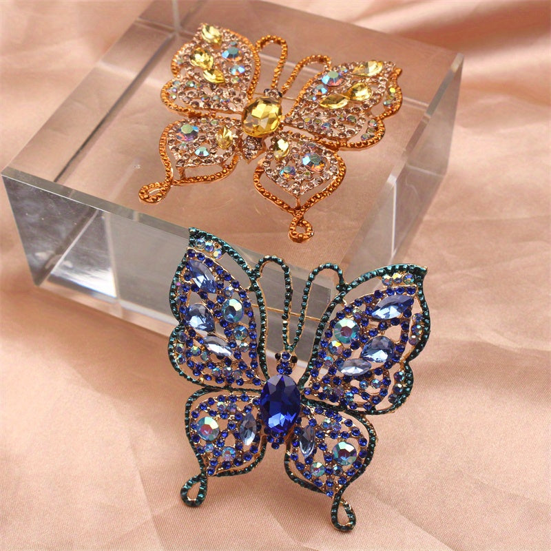 Stylish and Versatile Rhinestone Butterfly Brooch with Luxurious Inlaid Design - a must-have accessory for women for daily wear, travel, parties, and to adorn clothing, bags, and hats. Part of the Autumn/Winter Collection.