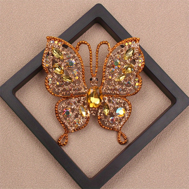 Stylish and Versatile Rhinestone Butterfly Brooch with Luxurious Inlaid Design - a must-have accessory for women for daily wear, travel, parties, and to adorn clothing, bags, and hats. Part of the Autumn/Winter Collection.