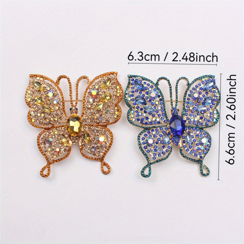 Stylish and Versatile Rhinestone Butterfly Brooch with Luxurious Inlaid Design - a must-have accessory for women for daily wear, travel, parties, and to adorn clothing, bags, and hats. Part of the Autumn/Winter Collection.