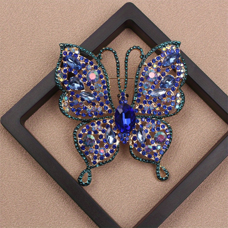 Stylish and Versatile Rhinestone Butterfly Brooch with Luxurious Inlaid Design - a must-have accessory for women for daily wear, travel, parties, and to adorn clothing, bags, and hats. Part of the Autumn/Winter Collection.