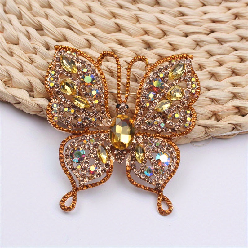 Stylish and Versatile Rhinestone Butterfly Brooch with Luxurious Inlaid Design - a must-have accessory for women for daily wear, travel, parties, and to adorn clothing, bags, and hats. Part of the Autumn/Winter Collection.