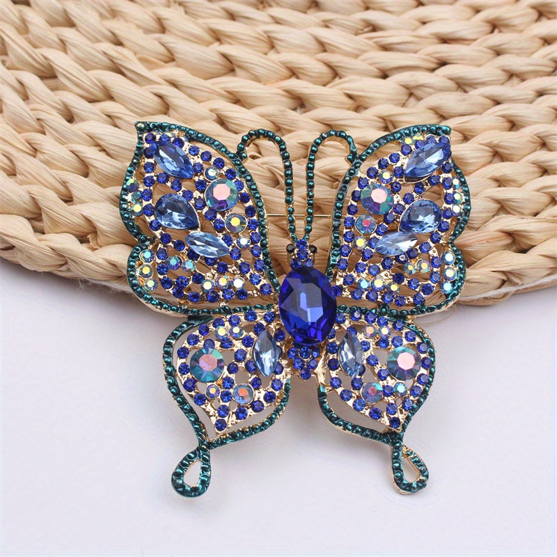 Stylish and Versatile Rhinestone Butterfly Brooch with Luxurious Inlaid Design - a must-have accessory for women for daily wear, travel, parties, and to adorn clothing, bags, and hats. Part of the Autumn/Winter Collection.