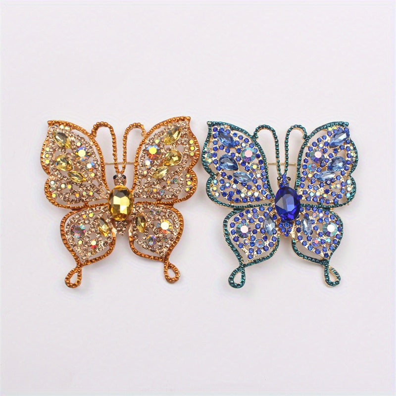 Stylish and Versatile Rhinestone Butterfly Brooch with Luxurious Inlaid Design - a must-have accessory for women for daily wear, travel, parties, and to adorn clothing, bags, and hats. Part of the Autumn/Winter Collection.