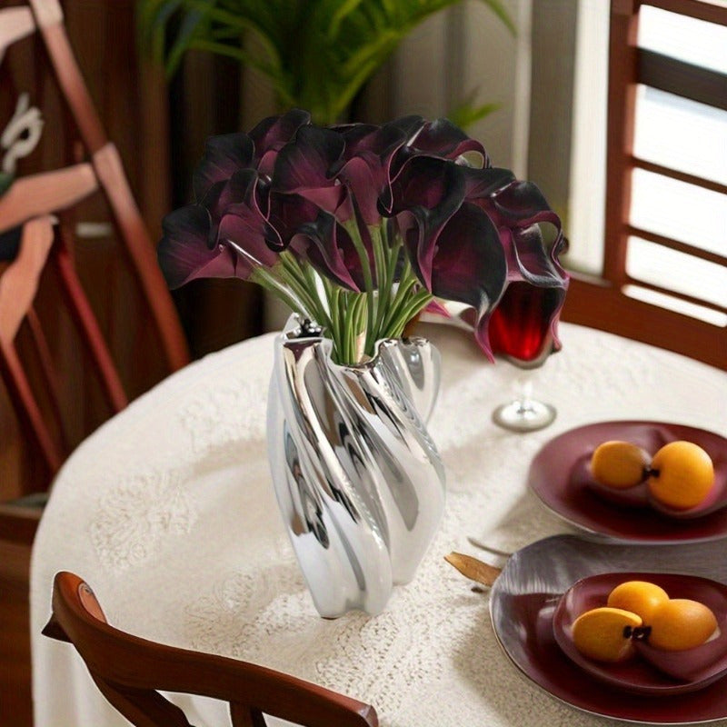 10pcs artificial calla lily bouquet - real touch flowers for weddings, parties, and home decor.