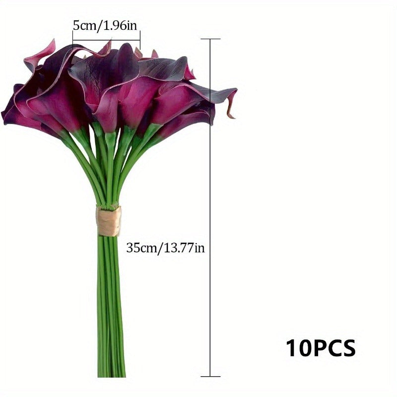 10pcs artificial calla lily bouquet - real touch flowers for weddings, parties, and home decor.