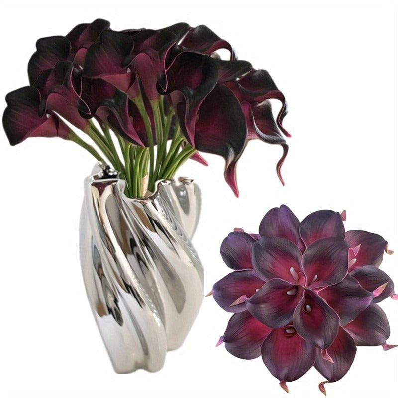 10pcs artificial calla lily bouquet - real touch flowers for weddings, parties, and home decor.