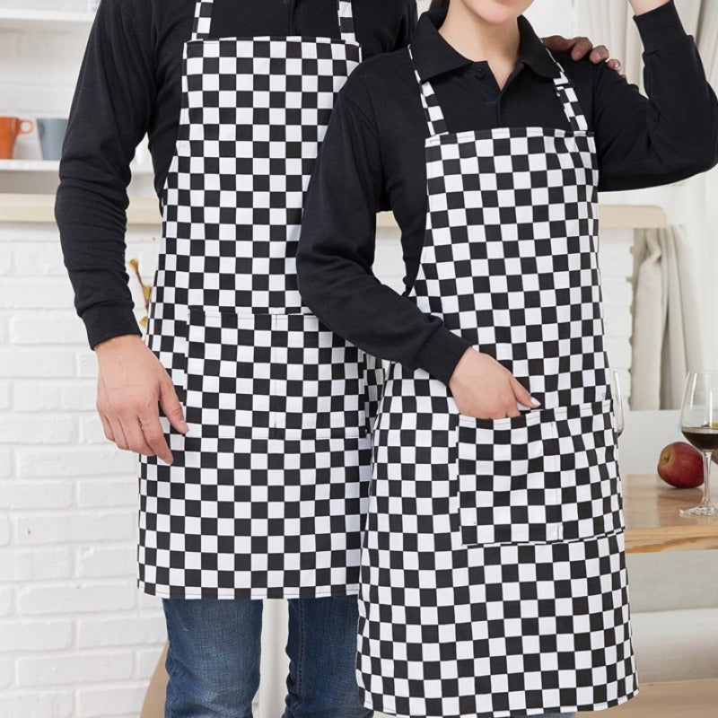 One piece of a striped chef apron designed for hotel and restaurant kitchen chef work. This apron is ideal for coffee shops, with a long neck hanging design to prevent stains and keep kitchen supplies clean.