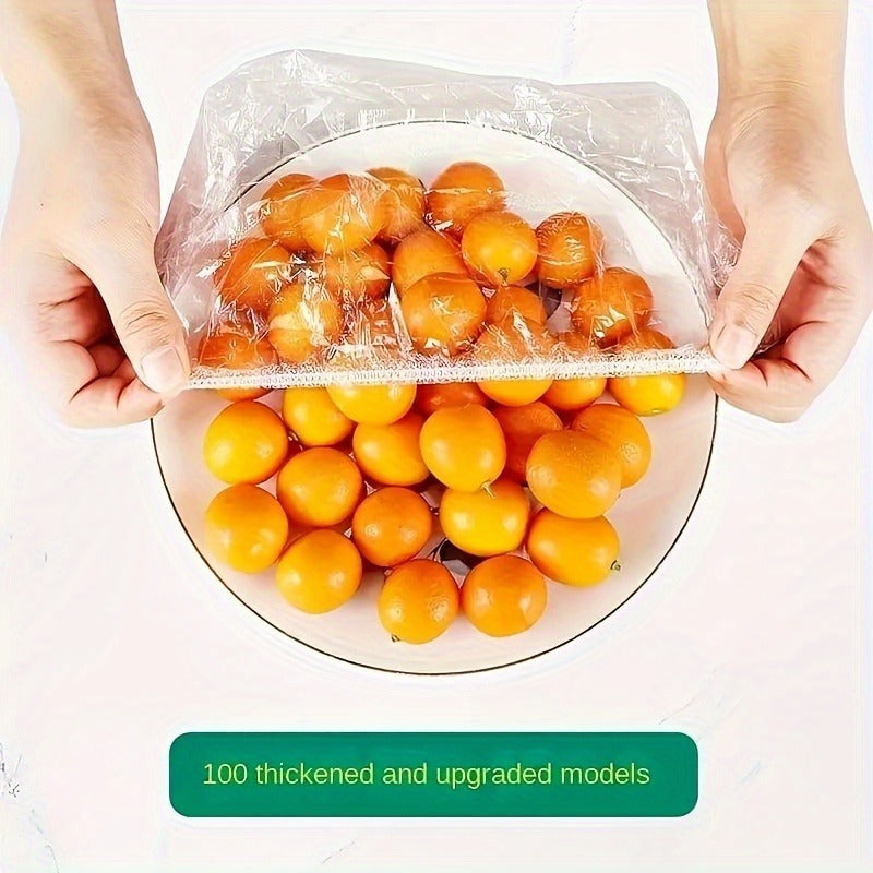 Set of 100 Reusable Elastic Food Storage Covers made of Translucent ABS Bowl Lids - A great eco-friendly option for keeping food fresh instead of using foil and plastic wrap