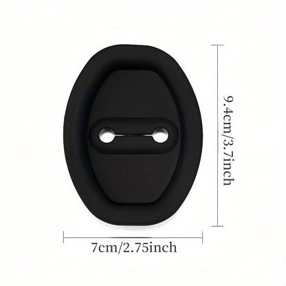 4 silicone door lock covers for comprehensive protection, rust-proof and noise reduction, suitable for all car models.