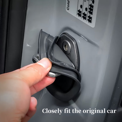 4 silicone door lock covers for comprehensive protection, rust-proof and noise reduction, suitable for all car models.