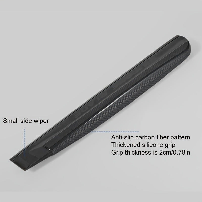 Flexible silicone car water squeegee for streak-free drying and winter car care.