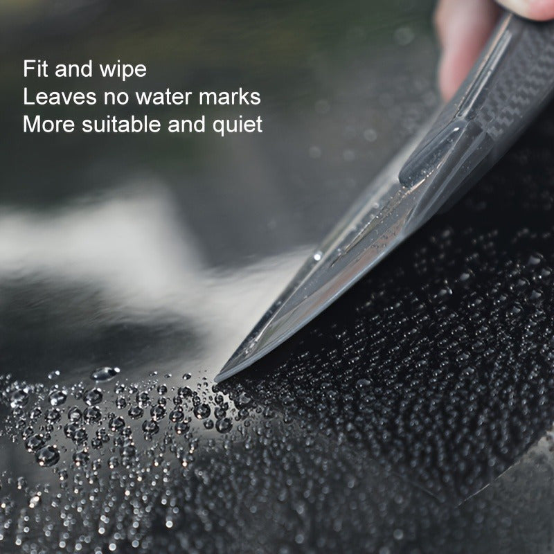 Flexible silicone car water squeegee for streak-free drying and winter car care.