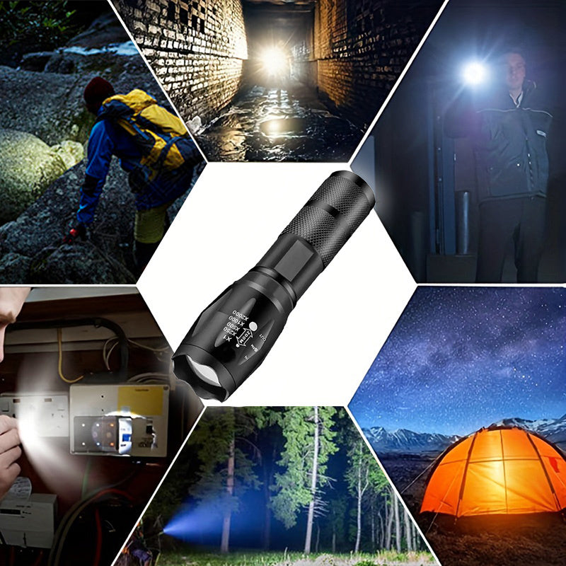 Pair of Zoomable LED Flashlights for Camping, Hiking, and Emergencies - Textured Grip, Easy Battery Replacement, Secure Compartment