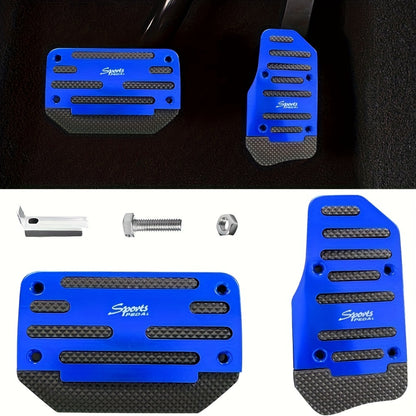 2 Non-Slip Aluminum Alloy Car Pedal Pads for Automatic Transmission, Brake & Gas Pedal Covers, Anti-Skid Performance Set for Auto SUV/ATV.