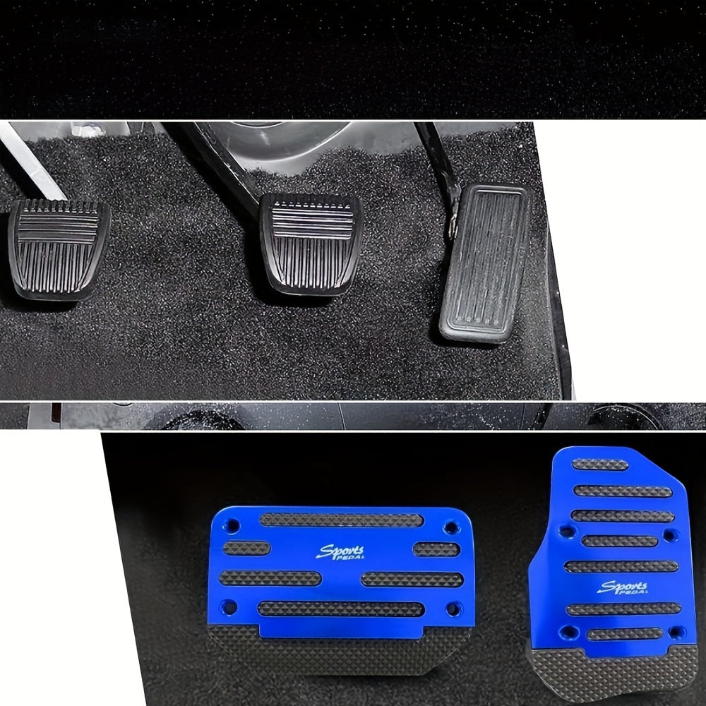 2 Non-Slip Aluminum Alloy Car Pedal Pads for Automatic Transmission, Brake & Gas Pedal Covers, Anti-Skid Performance Set for Auto SUV/ATV.