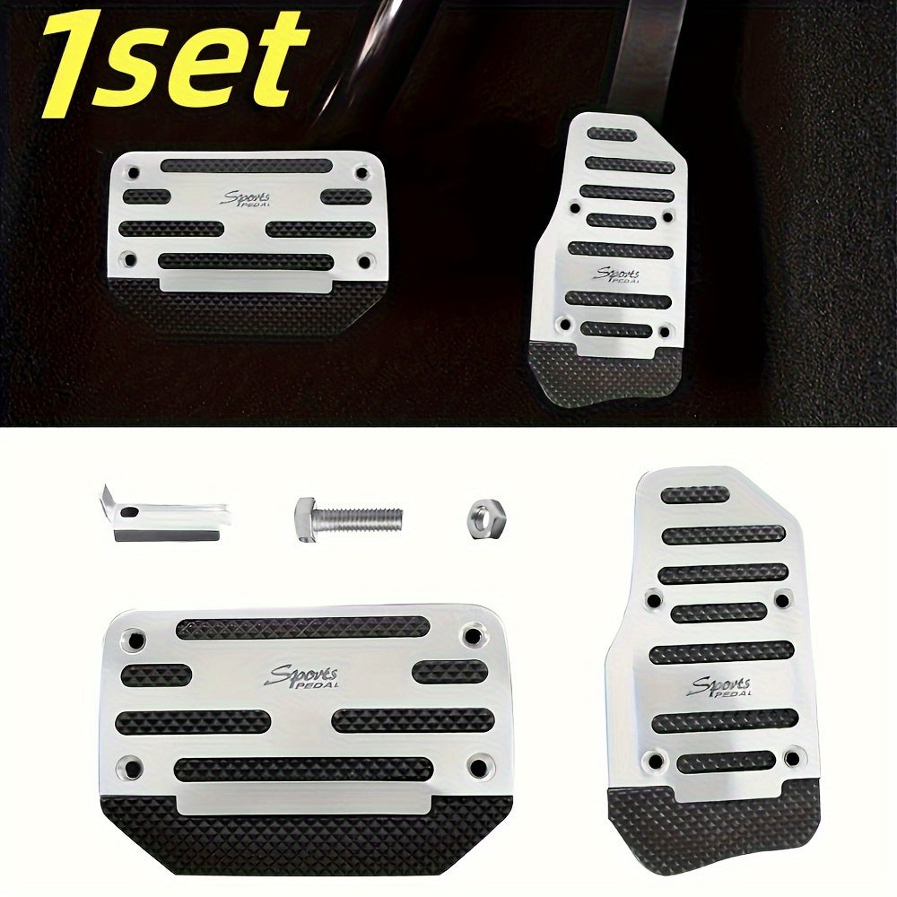 2 Non-Slip Aluminum Alloy Car Pedal Pads for Automatic Transmission, Brake & Gas Pedal Covers, Anti-Skid Performance Set for Auto SUV/ATV.