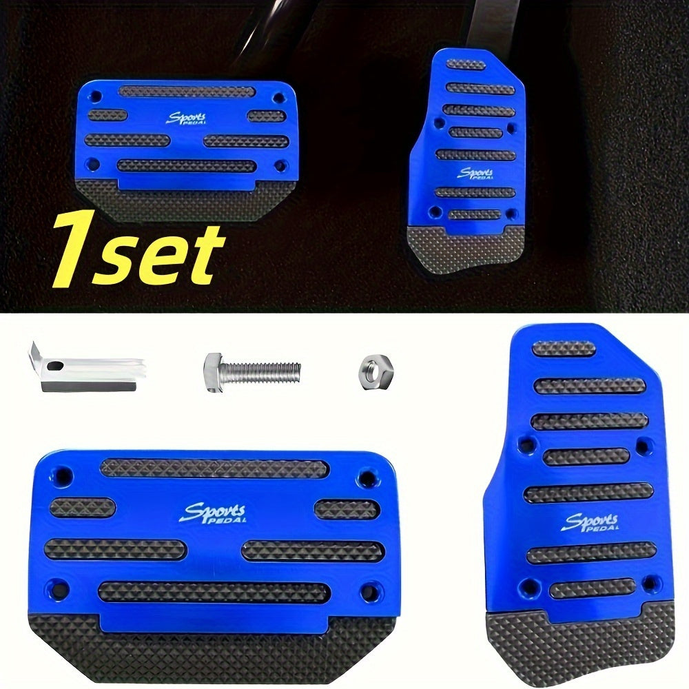 2 Non-Slip Aluminum Alloy Car Pedal Pads for Automatic Transmission, Brake & Gas Pedal Covers, Anti-Skid Performance Set for Auto SUV/ATV.