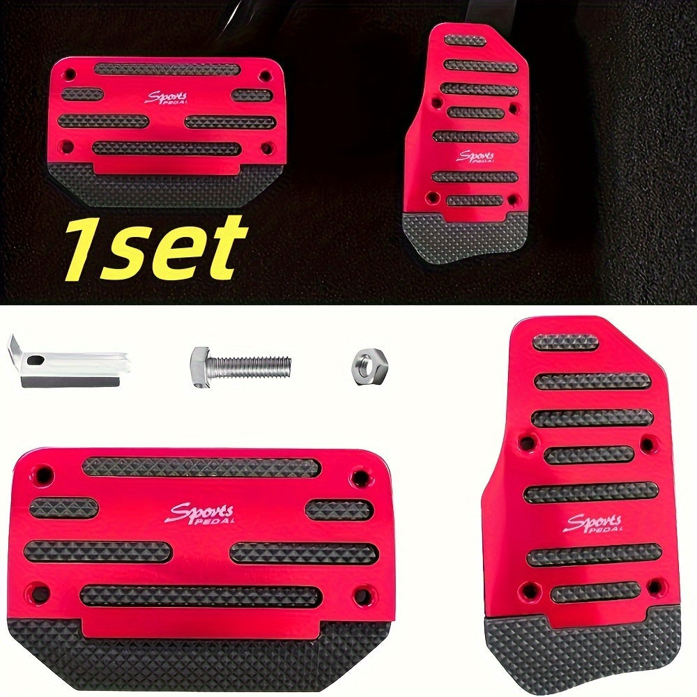 2 Non-Slip Aluminum Alloy Car Pedal Pads for Automatic Transmission, Brake & Gas Pedal Covers, Anti-Skid Performance Set for Auto SUV/ATV.