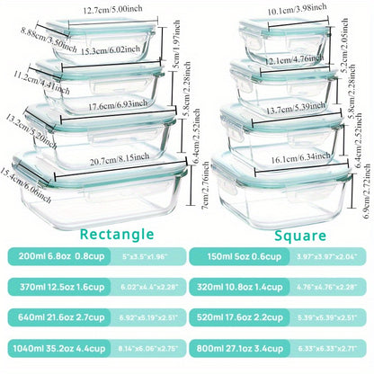 Glass food storage containers with lids- BPA-free, microwave, oven, freezer, dishwasher safe- 8 piece set for healthy snacking and leftovers.