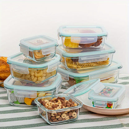 Glass food storage containers with lids- BPA-free, microwave, oven, freezer, dishwasher safe- 8 piece set for healthy snacking and leftovers.