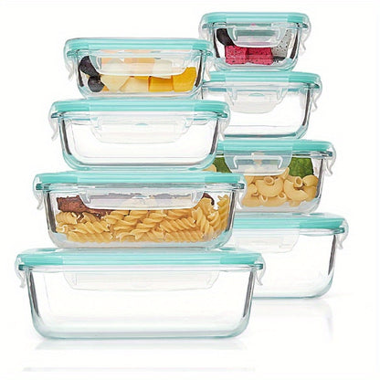 Glass food storage containers with lids- BPA-free, microwave, oven, freezer, dishwasher safe- 8 piece set for healthy snacking and leftovers.