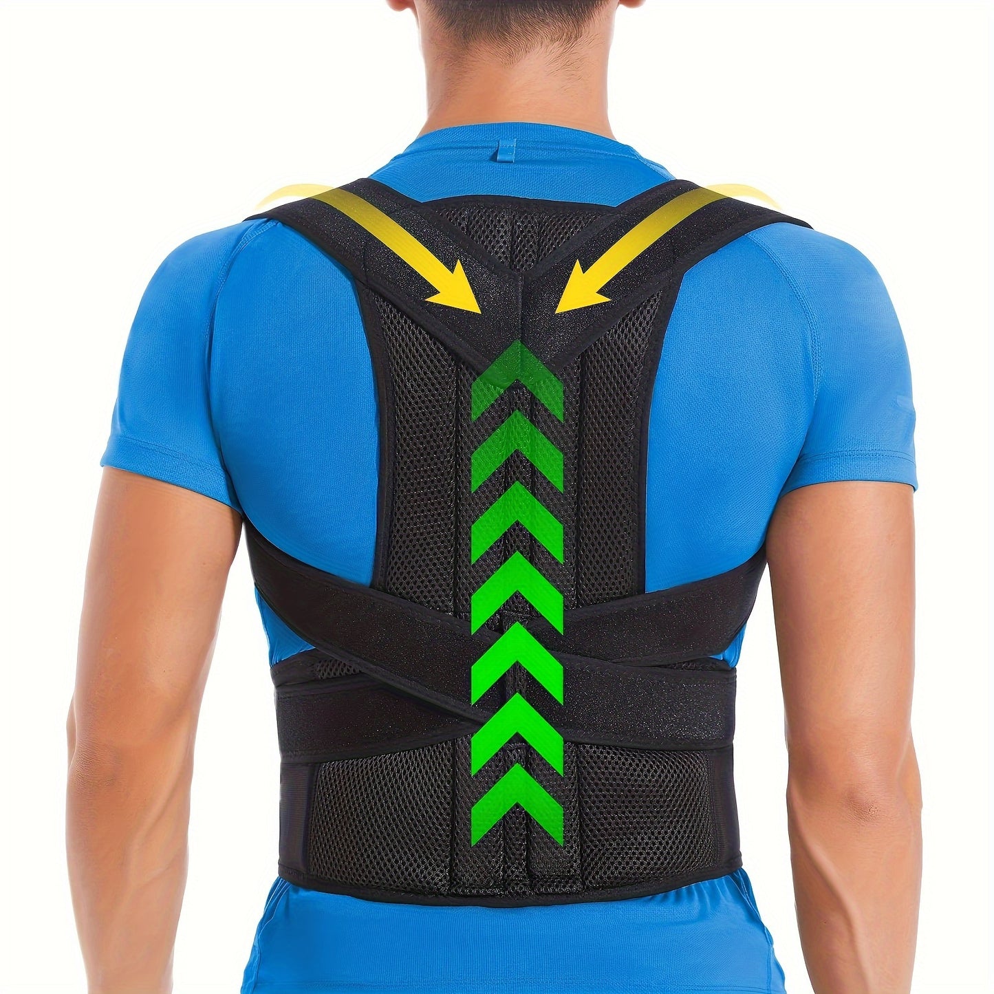 Adjustable and comfortable unisex posture brace. Supports back and chest for ergonomic posture. Can be worn all day.