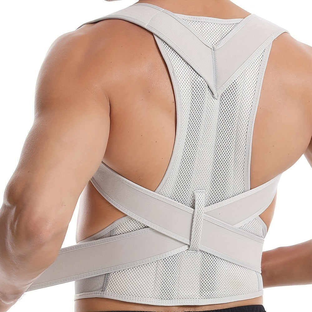 Adjustable and comfortable unisex posture brace. Supports back and chest for ergonomic posture. Can be worn all day.