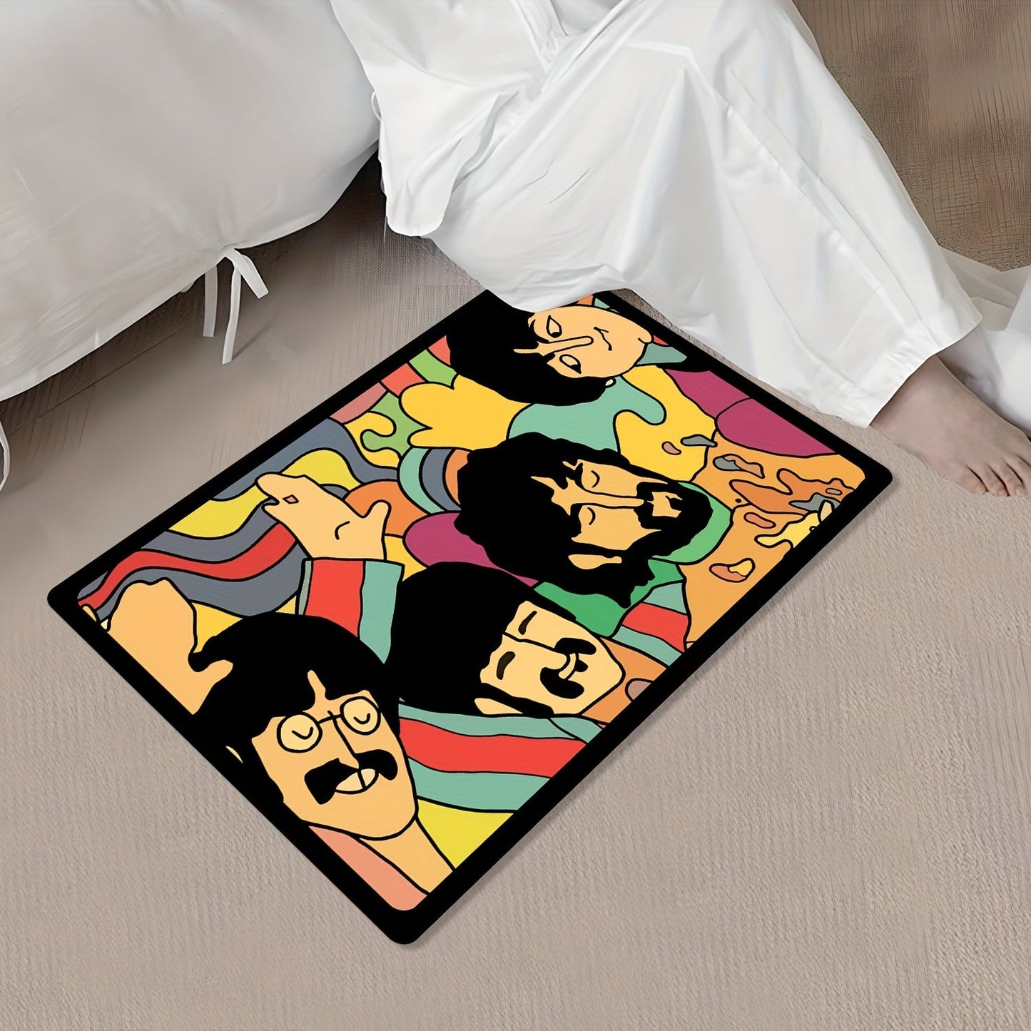 Doormat with Classic Band Design - Ideal Present for Rock Music Fans, Suitable for Indoor and Outdoor Settings, Sturdy Rubber Backing, Made of Polyester Fiber, To be Hand Washed Only