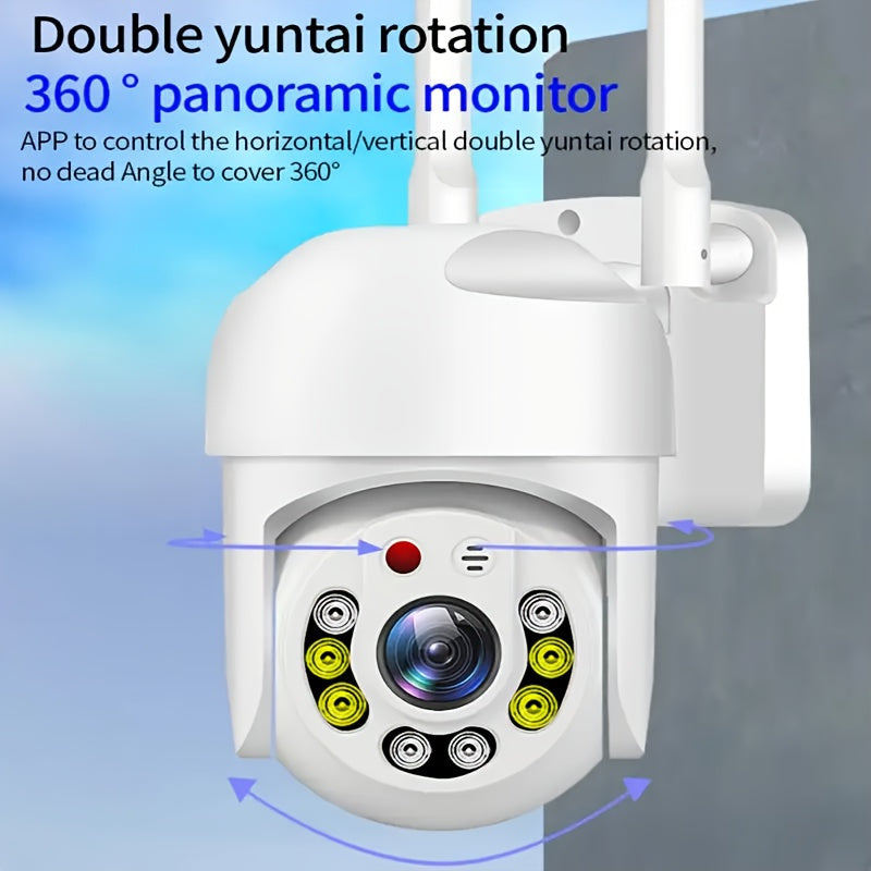 Teruhal Outdoor WiFi Security Camera: 1080P, Full-Color Day & Night, AI Human Detection, Two-Way Audio, 360° Panoramic View, USB Powered