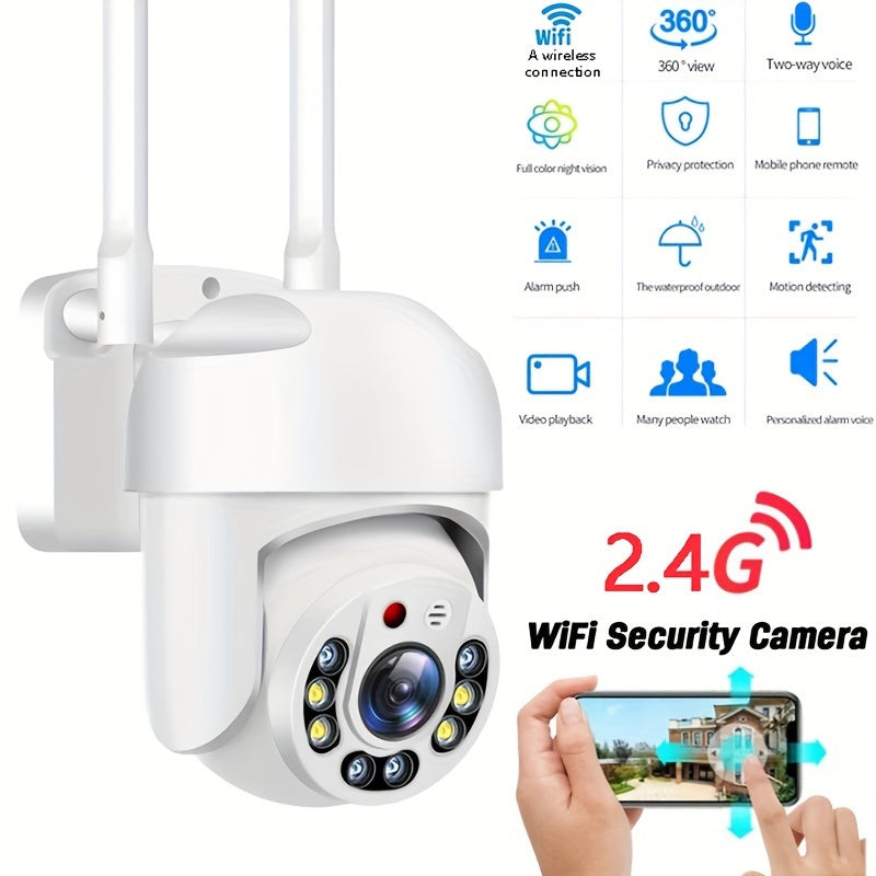 Teruhal Outdoor WiFi Security Camera: 1080P, Full-Color Day & Night, AI Human Detection, Two-Way Audio, 360° Panoramic View, USB Powered