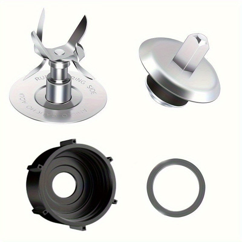 Compatible accessories kit for Oster blender replacement parts includes a 6-page stainless steel blade, metal connector, 5-claw cap, and silicone seal ring designed for Oster blender models.