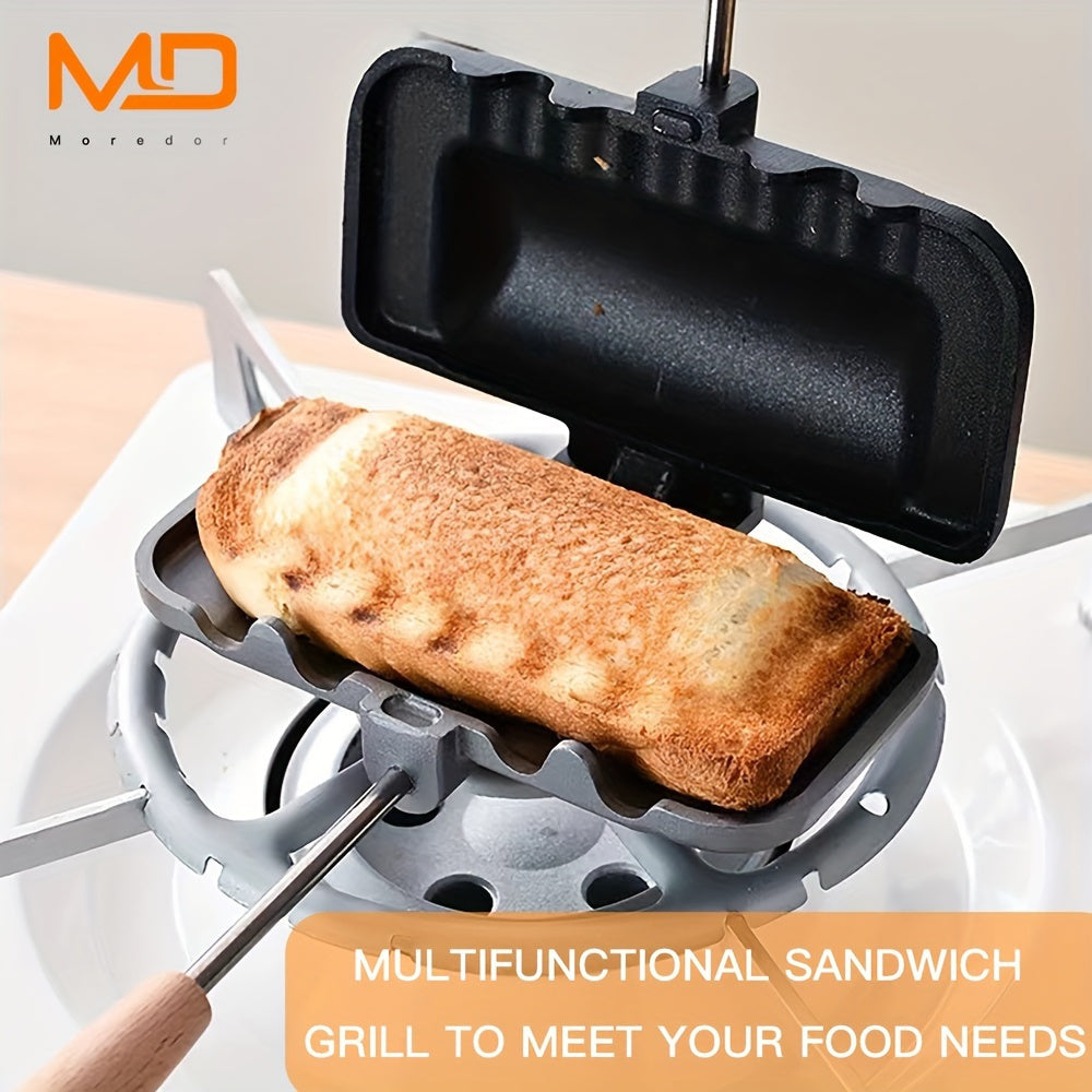 Durable Stainless Steel MD Non-Stick Double-Sided Sandwich Maker - Ideal for Breakfast, Paninis, Waffles & Hamburgers - Food-Safe Kitchen Gadget for Home Cooking with 1 piece