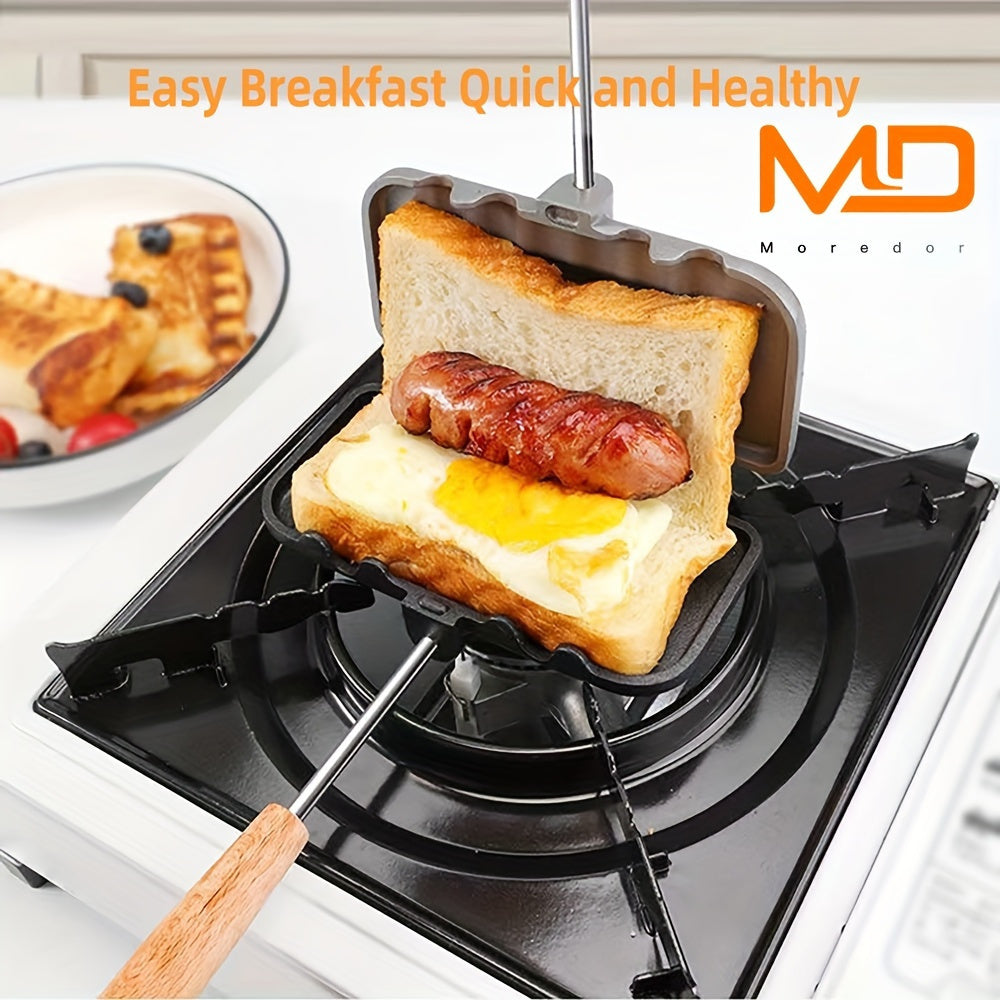 Durable Stainless Steel MD Non-Stick Double-Sided Sandwich Maker - Ideal for Breakfast, Paninis, Waffles & Hamburgers - Food-Safe Kitchen Gadget for Home Cooking with 1 piece