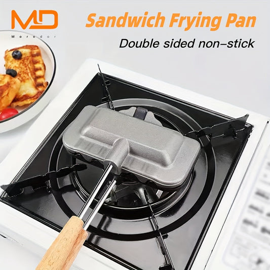 Durable Stainless Steel MD Non-Stick Double-Sided Sandwich Maker - Ideal for Breakfast, Paninis, Waffles & Hamburgers - Food-Safe Kitchen Gadget for Home Cooking with 1 piece