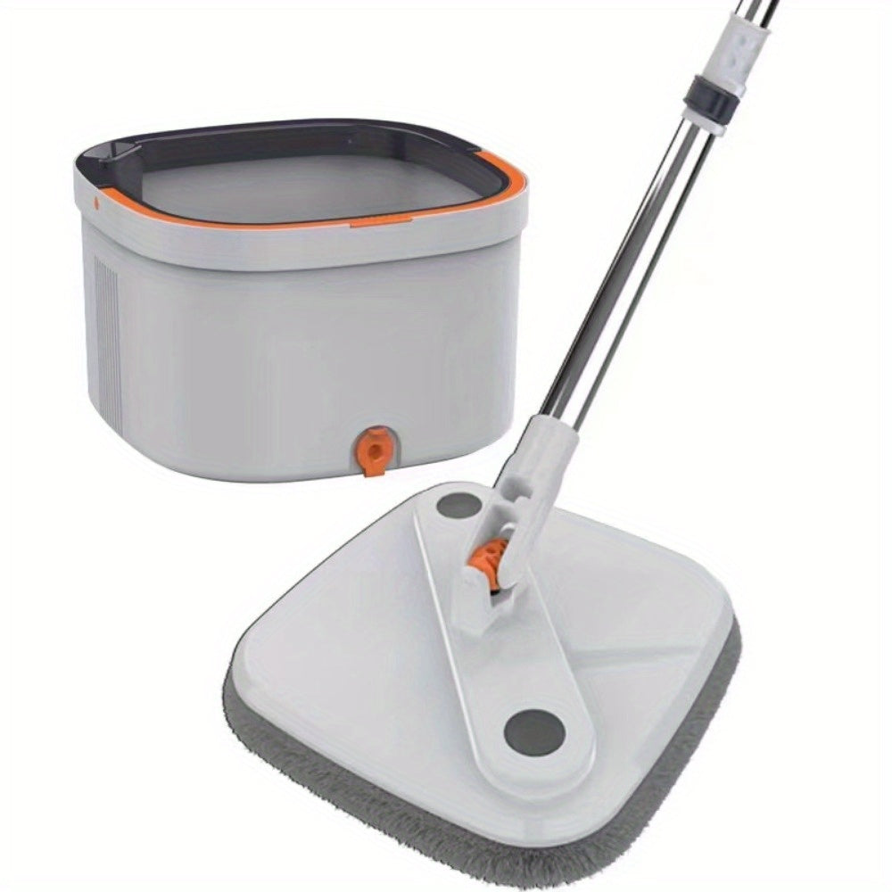 Essential back to school cleaning supplies - Versatile Spin Mop and Bucket Set with 2 Microfiber Pads for Hands-Free Washing. Dual-use for Dry & Wet Cleaning, perfect for Home, Kitchen, and Bathroom Floors. A must-have mop and bucket for floor cleaning.