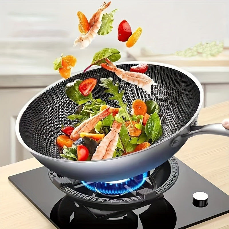 Modern essential cookware for your kitchen: Chef's pan made of stainless steel with honeycomb non-stick coating, perfect for gas and induction cooking. Versatile saute skillet.